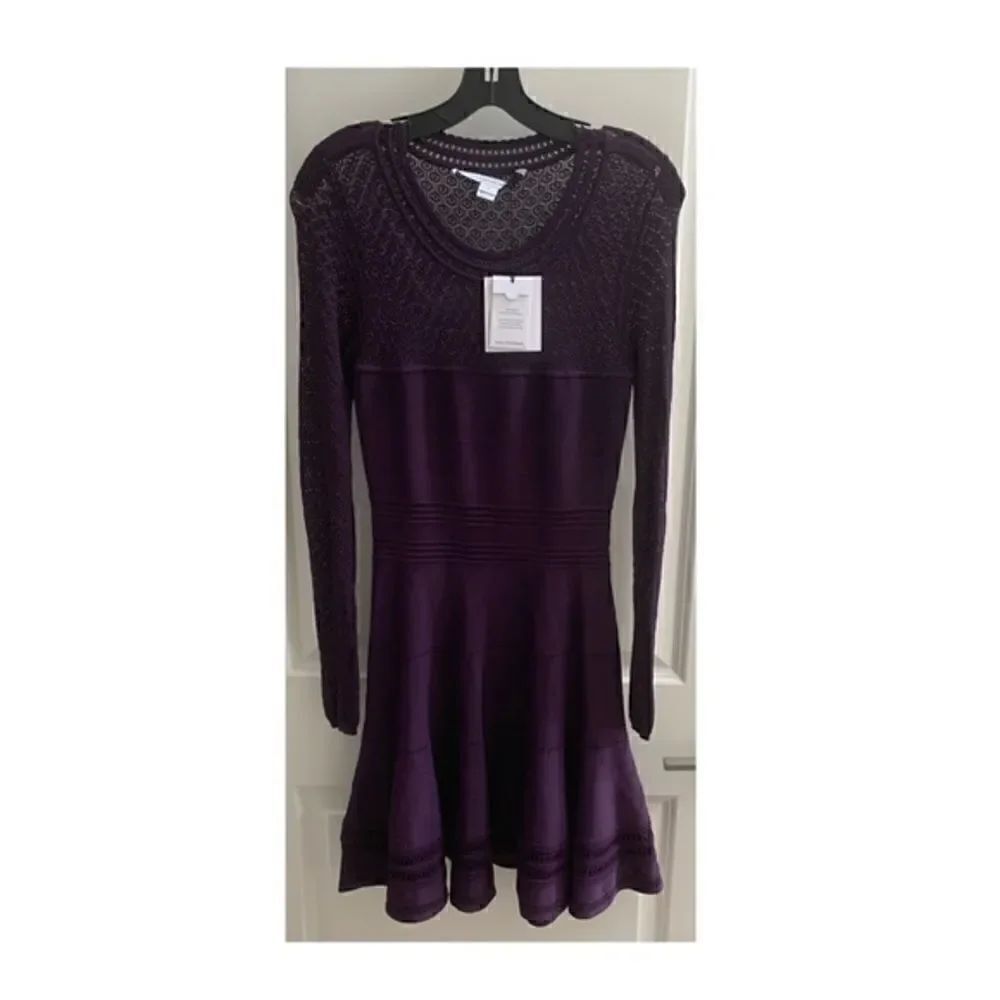 Diane von Furstenberg Purple Plum Stretch Lace Dress